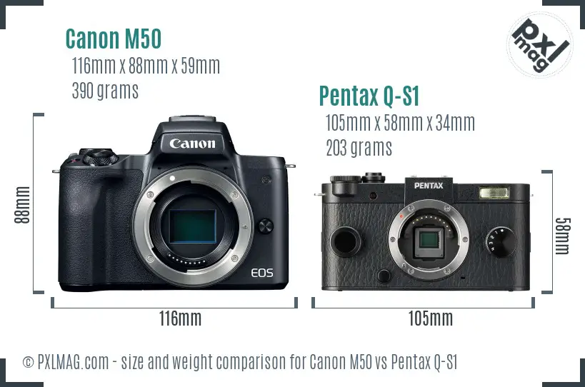 Canon M50 vs Pentax Q-S1 size comparison