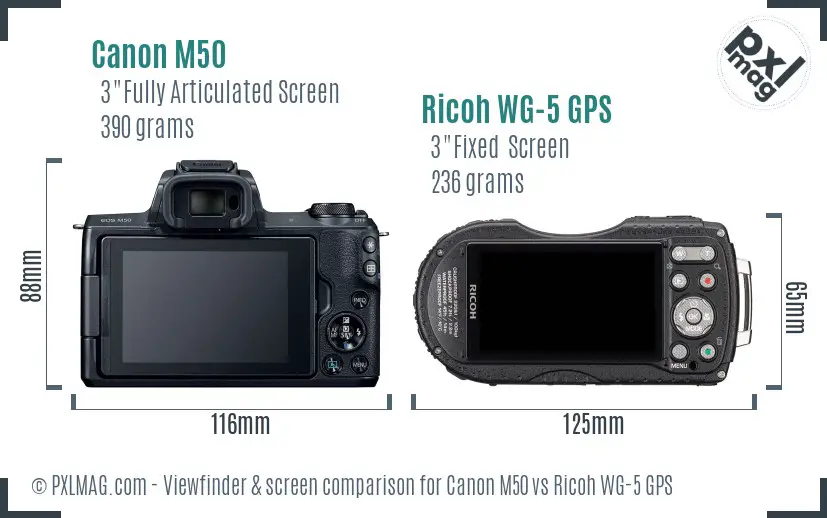 Canon M50 vs Ricoh WG-5 GPS Screen and Viewfinder comparison