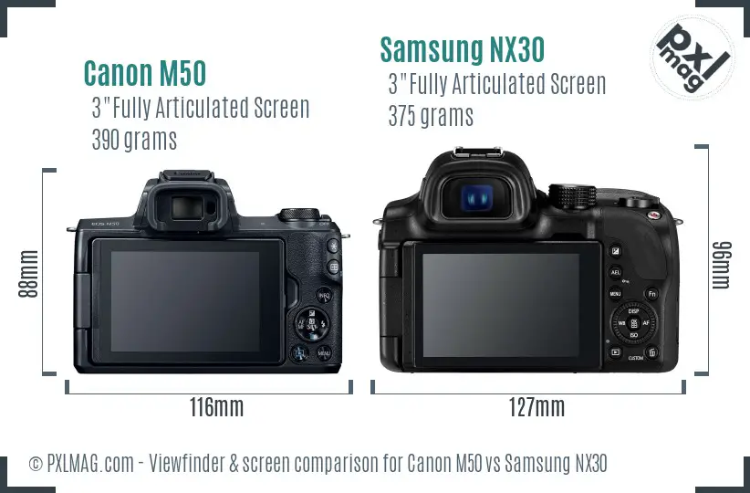 Canon M50 vs Samsung NX30 Screen and Viewfinder comparison