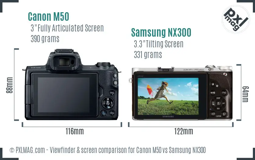 Canon M50 vs Samsung NX300 Screen and Viewfinder comparison