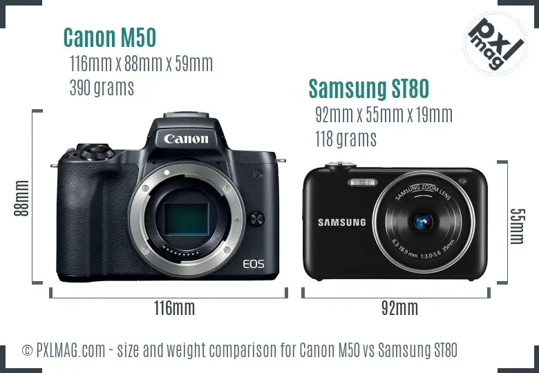 Canon M50 vs Samsung ST80 size comparison