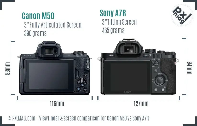Canon M50 vs Sony A7R Screen and Viewfinder comparison