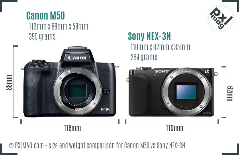 Canon M50 vs Sony NEX-3N size comparison
