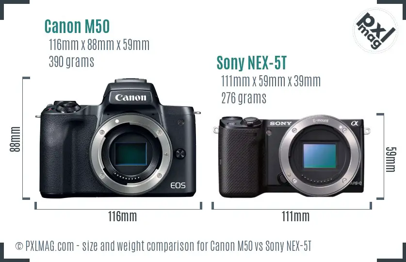 Canon M50 vs Sony NEX-5T size comparison