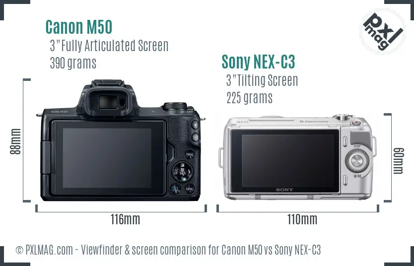 Canon M50 vs Sony NEX-C3 Screen and Viewfinder comparison Canon M50 vs Sony NEX-C3 Screen and Viewfinder comparison