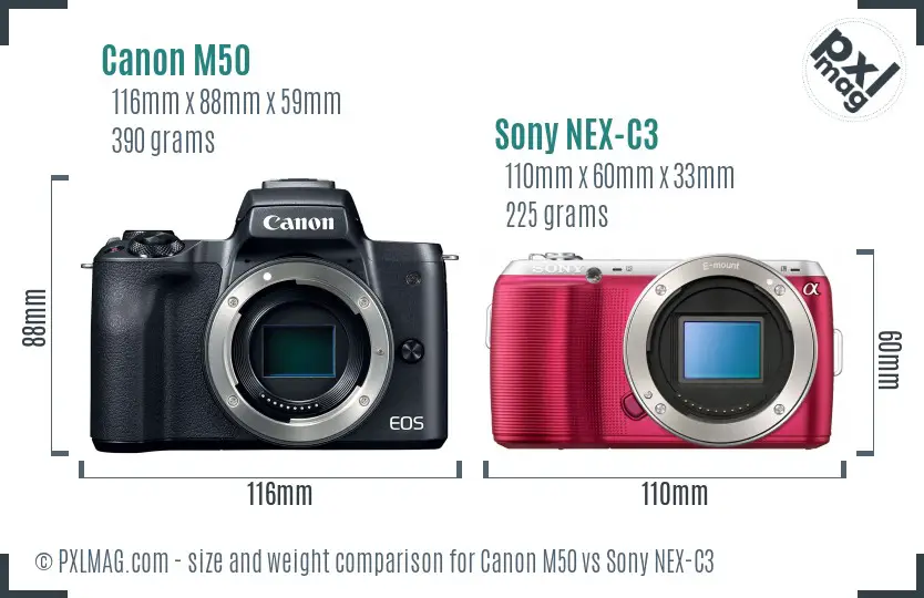 Canon M50 vs Sony NEX-C3 size comparison Canon M50 vs Sony NEX-C3 size comparison