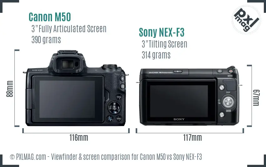 Canon M50 vs Sony NEX-F3 Screen and Viewfinder comparison