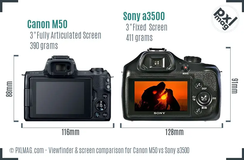 Canon M50 vs Sony a3500 Screen and Viewfinder comparison