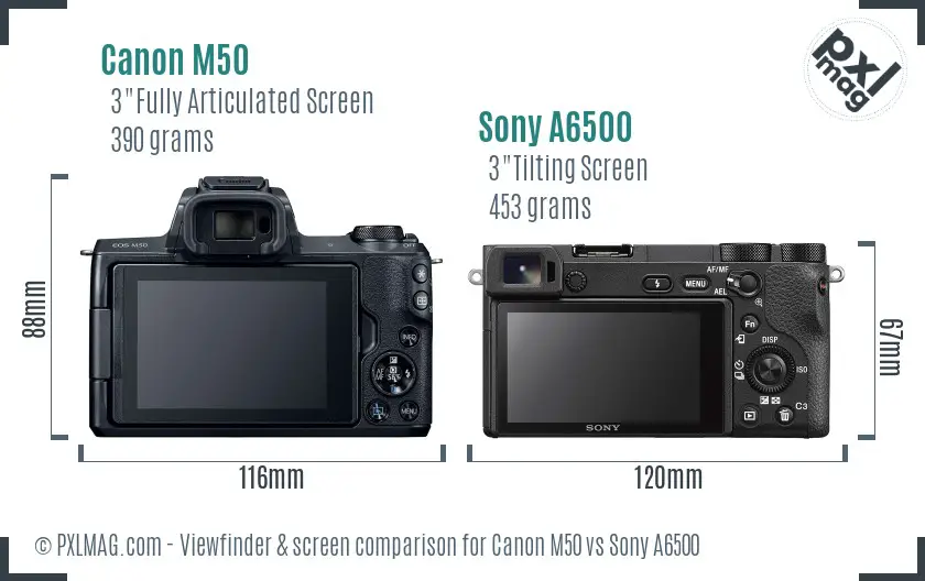 Canon M50 vs Sony A6500 Screen and Viewfinder comparison