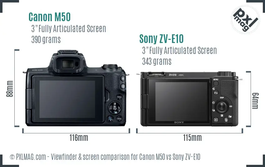 Canon M50 vs Sony ZV-E10 Screen and Viewfinder comparison