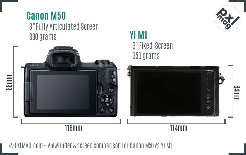 Canon M50 vs YI M1 Screen and Viewfinder comparison