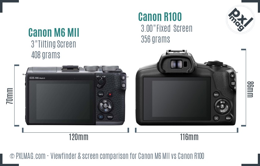 Canon M6 MII vs Canon R100 Screen and Viewfinder comparison