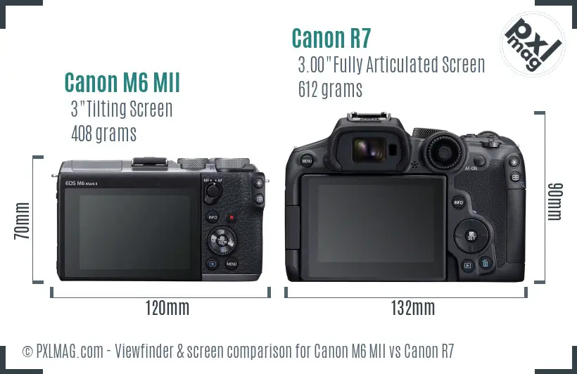 Canon M6 MII vs Canon R7 Screen and Viewfinder comparison
