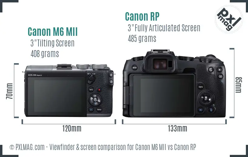 Canon M6 MII vs Canon RP Screen and Viewfinder comparison