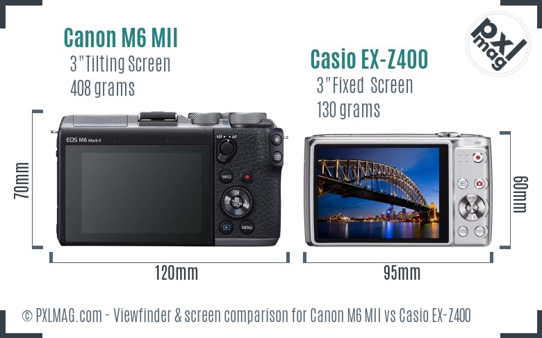 Canon M6 MII vs Casio EX-Z400 Screen and Viewfinder comparison