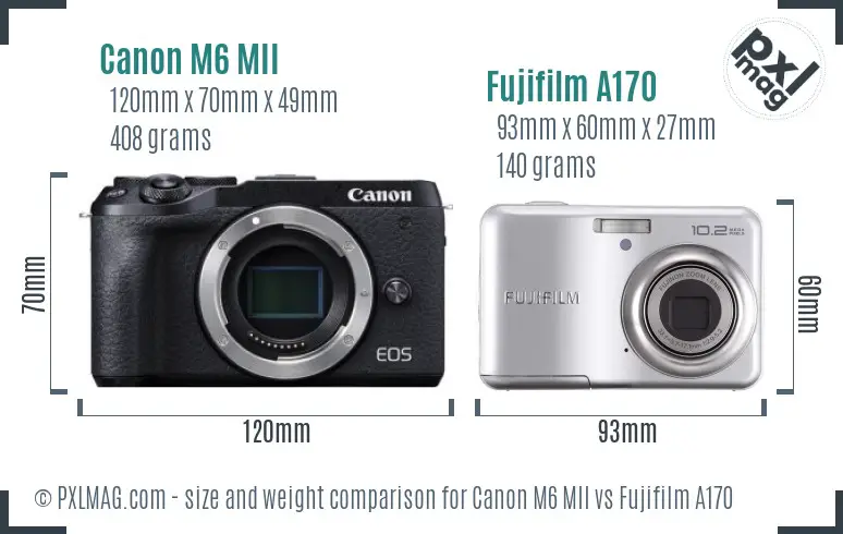 Canon M6 MII vs Fujifilm A170 size comparison Canon M6 MII vs Fujifilm A170 size comparison