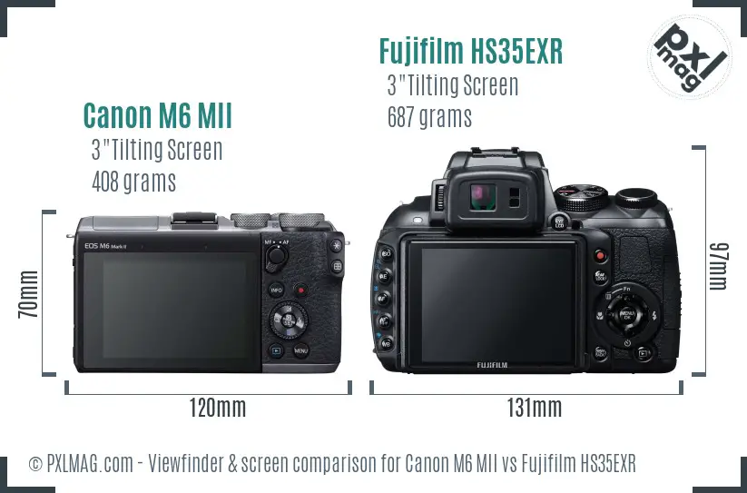 Canon M6 MII vs Fujifilm HS35EXR Screen and Viewfinder comparison Canon M6 MII vs Fujifilm HS35EXR Screen and Viewfinder comparison