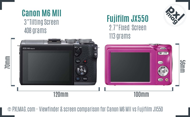 Canon M6 MII vs Fujifilm JX550 Screen and Viewfinder comparison