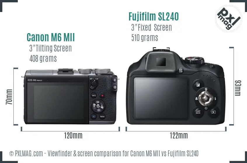 Canon M6 MII vs Fujifilm SL240 Screen and Viewfinder comparison Canon M6 MII vs Fujifilm SL240 Screen and Viewfinder comparison
