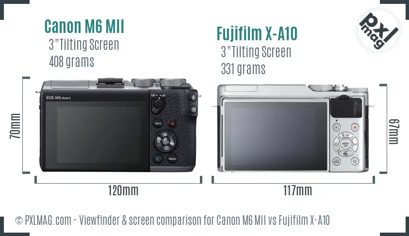 Canon M6 MII vs Fujifilm X-A10 Screen and Viewfinder comparison