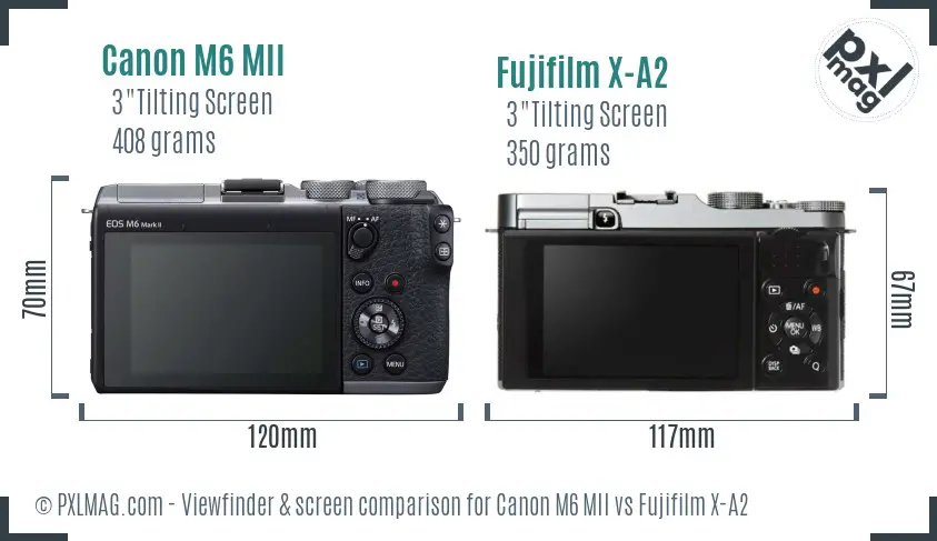 Canon M6 MII vs Fujifilm X-A2 Screen and Viewfinder comparison