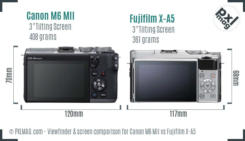 Canon M6 MII vs Fujifilm X-A5 Screen and Viewfinder comparison