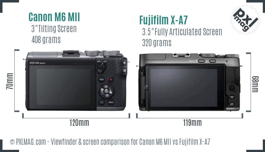 Canon M6 MII vs Fujifilm X-A7 Screen and Viewfinder comparison