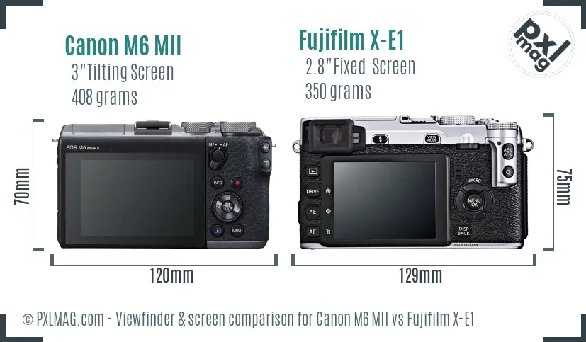 Canon M6 MII vs Fujifilm X-E1 Screen and Viewfinder comparison