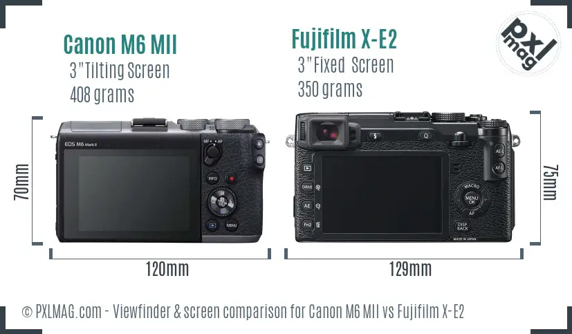 Canon M6 MII vs Fujifilm X-E2 Screen and Viewfinder comparison