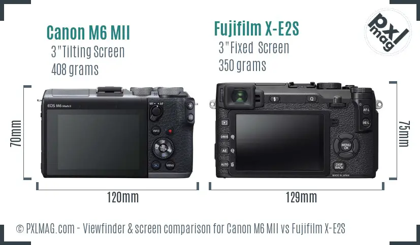 Canon M6 MII vs Fujifilm X-E2S Screen and Viewfinder comparison