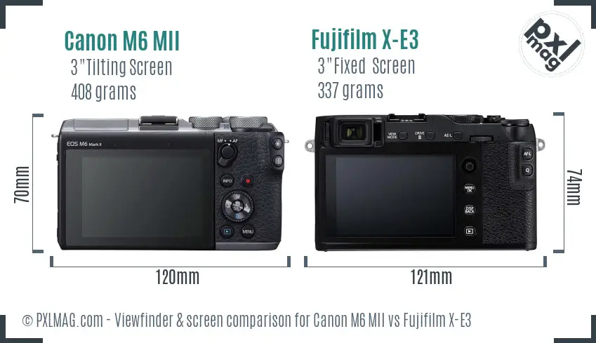 Canon M6 MII vs Fujifilm X-E3 Screen and Viewfinder comparison