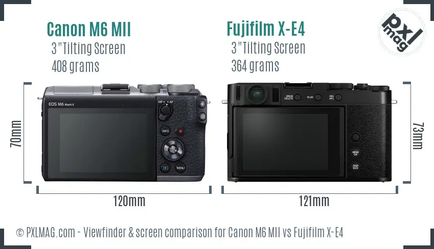 Canon M6 MII vs Fujifilm X-E4 Screen and Viewfinder comparison