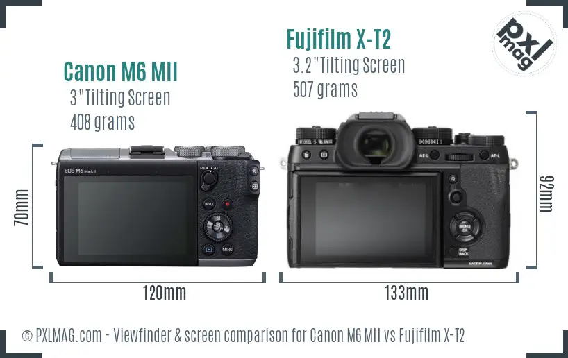 Canon M6 MII vs Fujifilm X-T2 Screen and Viewfinder comparison