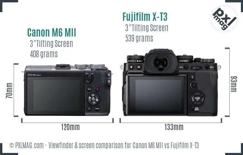 Canon M6 MII vs Fujifilm X-T3 Screen and Viewfinder comparison