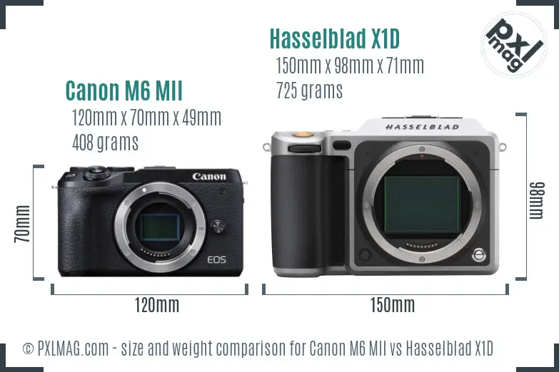 Canon M6 MII vs Hasselblad X1D size comparison