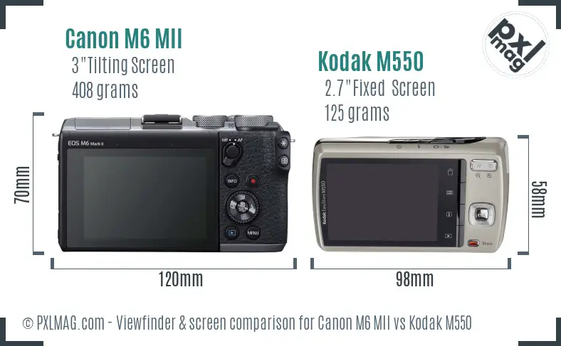 Canon M6 MII vs Kodak M550 Screen and Viewfinder comparison Canon M6 MII vs Kodak M550 Screen and Viewfinder comparison