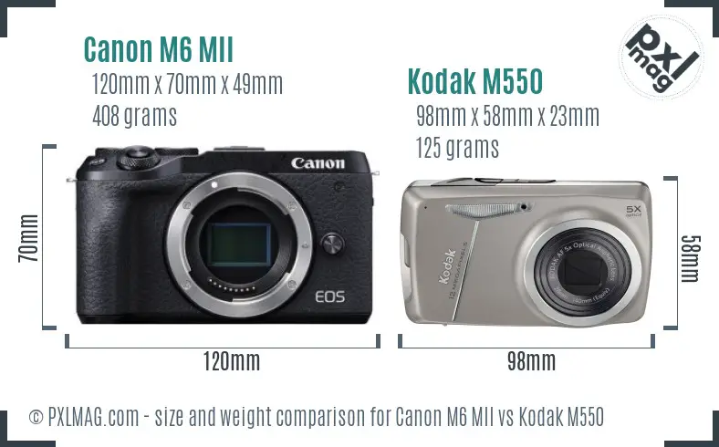 Canon M6 MII vs Kodak M550 size comparison Canon M6 MII vs Kodak M550 size comparison