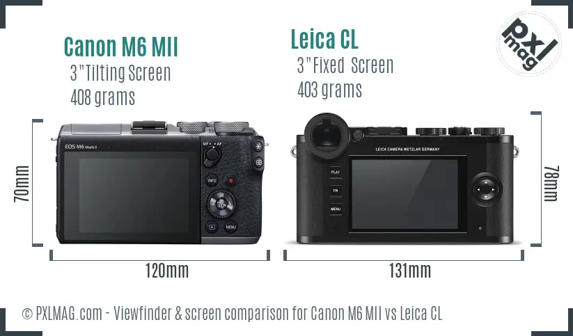 Canon M6 MII vs Leica CL Screen and Viewfinder comparison