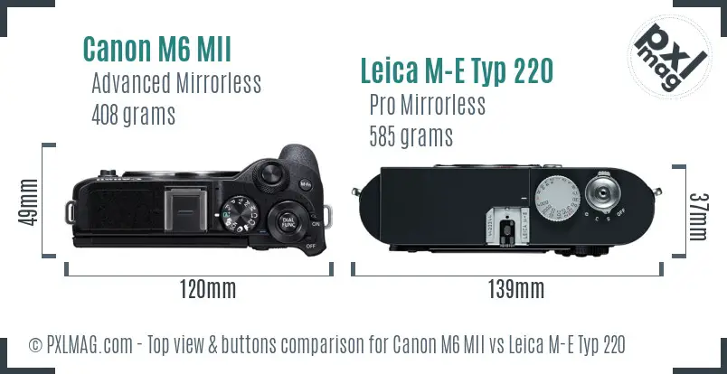 Canon M6 MII vs Leica M-E Typ 220 top view buttons comparison