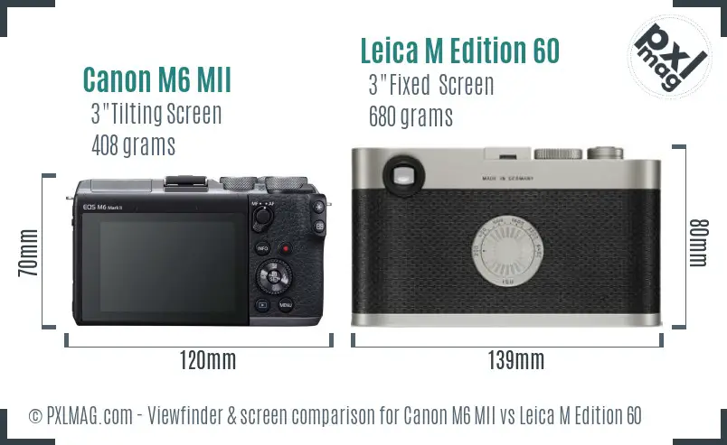 Canon M6 MII vs Leica M Edition 60 Screen and Viewfinder comparison