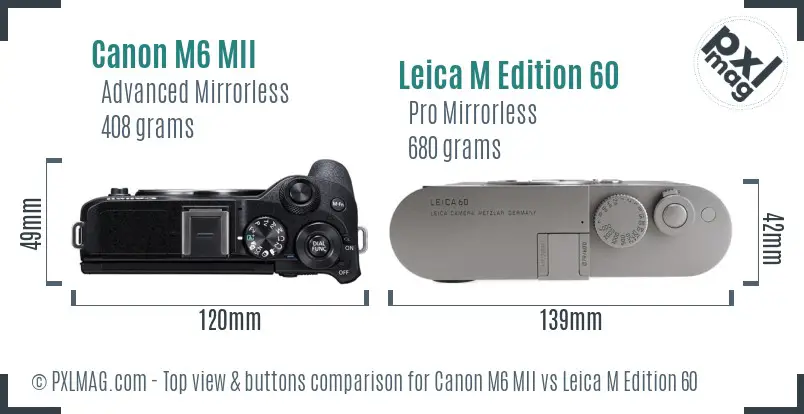 Canon M6 MII vs Leica M Edition 60 top view buttons comparison