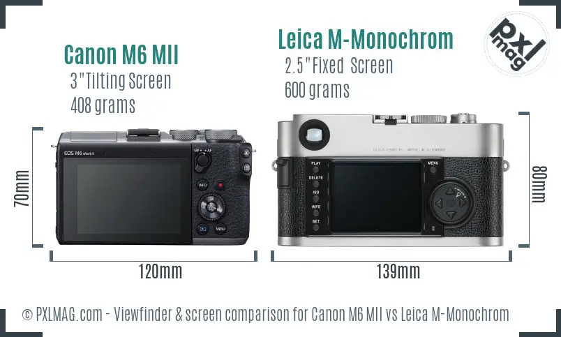 Canon M6 MII vs Leica M-Monochrom Screen and Viewfinder comparison