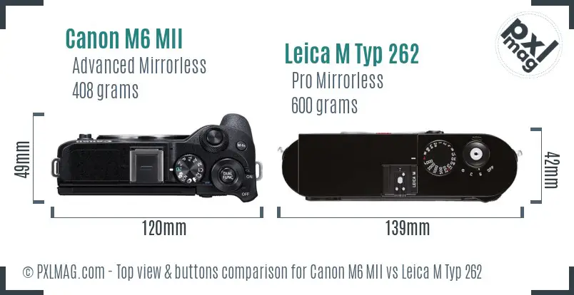 Canon M6 MII vs Leica M Typ 262 top view buttons comparison