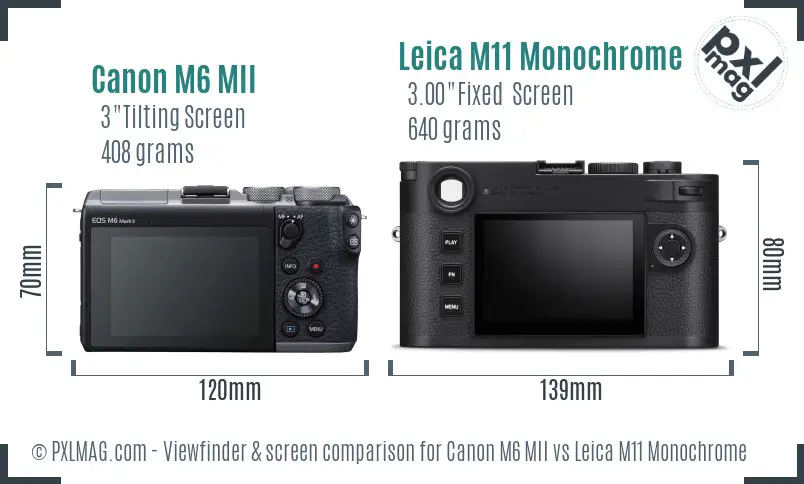 Canon M6 MII vs Leica M11 Monochrome Screen and Viewfinder comparison Canon M6 MII vs Leica M11 Monochrome Screen and Viewfinder comparison