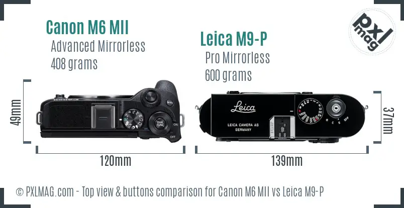 Canon M6 MII vs Leica M9-P top view buttons comparison