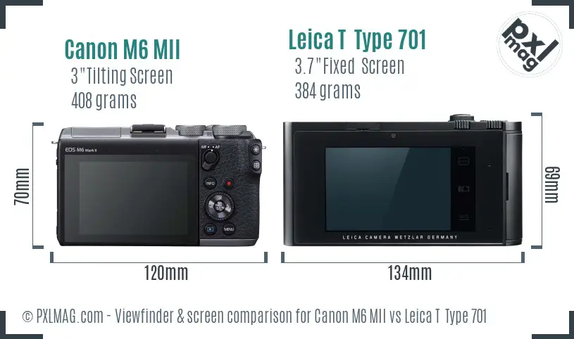 Canon M6 MII vs Leica T  Type 701 Screen and Viewfinder comparison