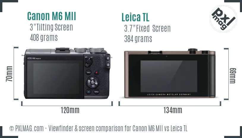 Canon M6 MII vs Leica TL Screen and Viewfinder comparison