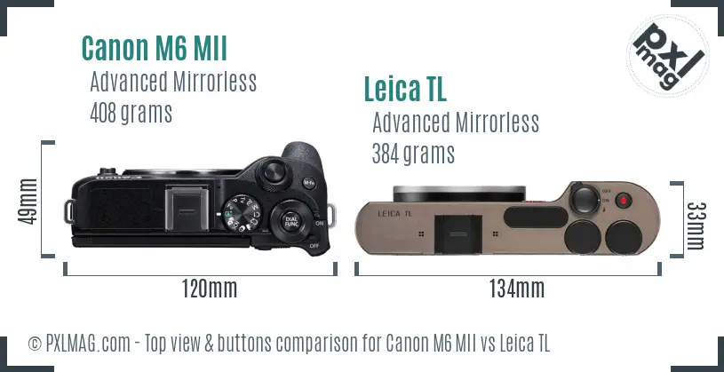 Canon M6 MII vs Leica TL top view buttons comparison