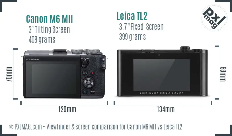 Canon M6 MII vs Leica TL2 Screen and Viewfinder comparison