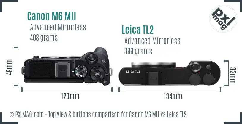 Canon M6 MII vs Leica TL2 top view buttons comparison